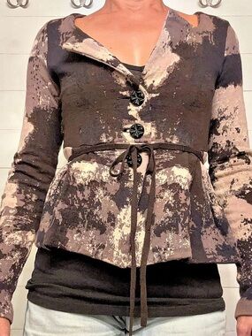 Charlie & Robin Abstract Peplum Jacket in Brown & Black